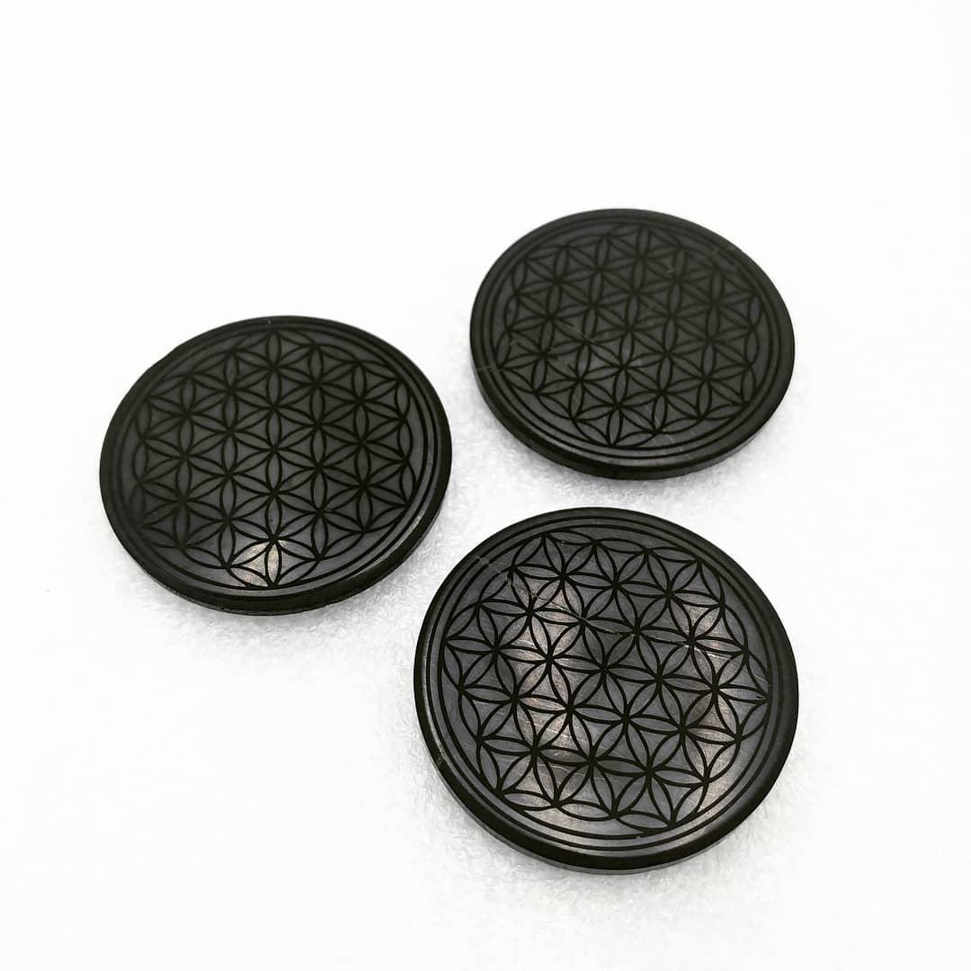 Shungite Circular Sticker for Cell Flower of Life