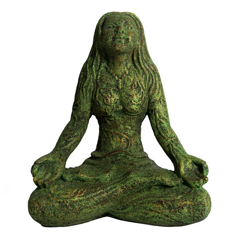 VOLCANIC STONE STATUE-MOTHER EARTH LOTUS POSE 9.75"